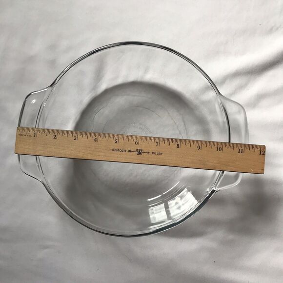Anchor Hocking VTG 2 qt 2L 9" Casserole Clear Glass Baking Dish handles No Lid - Picture 5 of 7